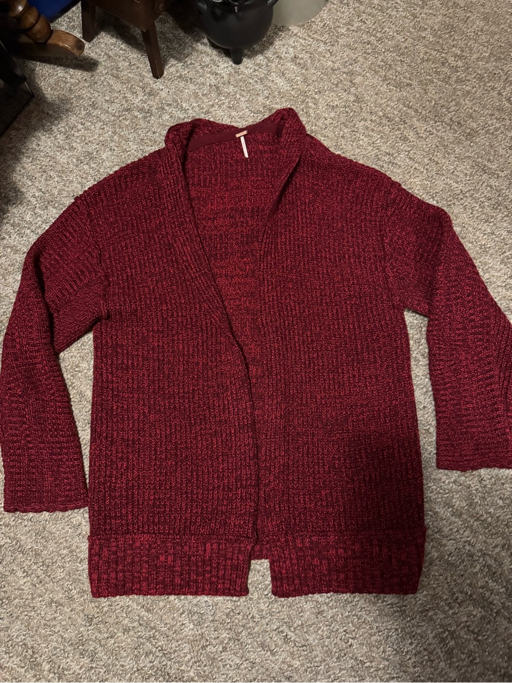 Free People Open-Front Red Knit Cardigan